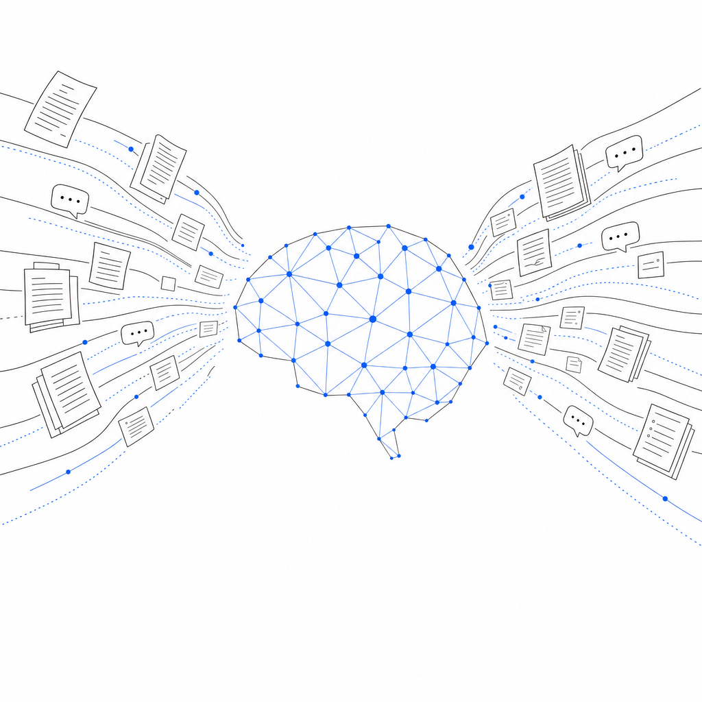 Documents and call notes streaming into a network brain